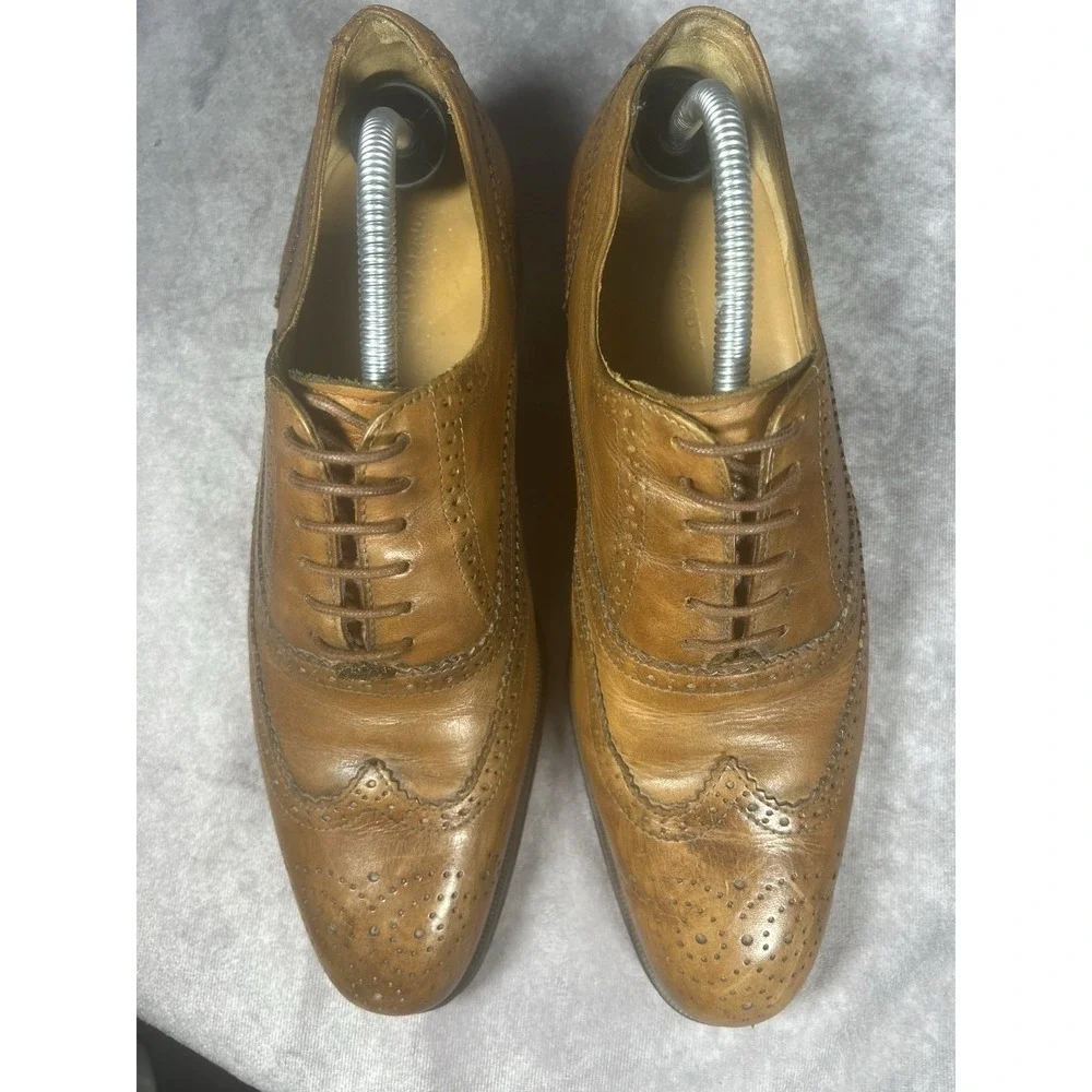 Vince Camuto Men's Wingtip Oxford Dress Shoes Brown Leather Lace Up Size 8